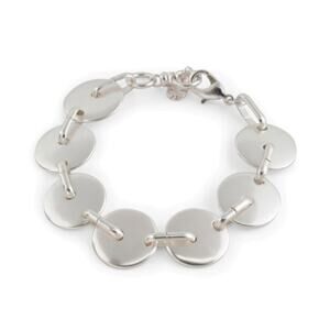 New! Lucky Brand Silver Tone Linked Disk Charm Bracelet